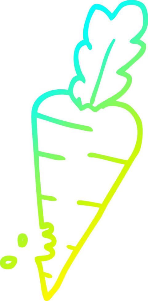 cold gradient line drawing cartoon carrot with bite marks vector