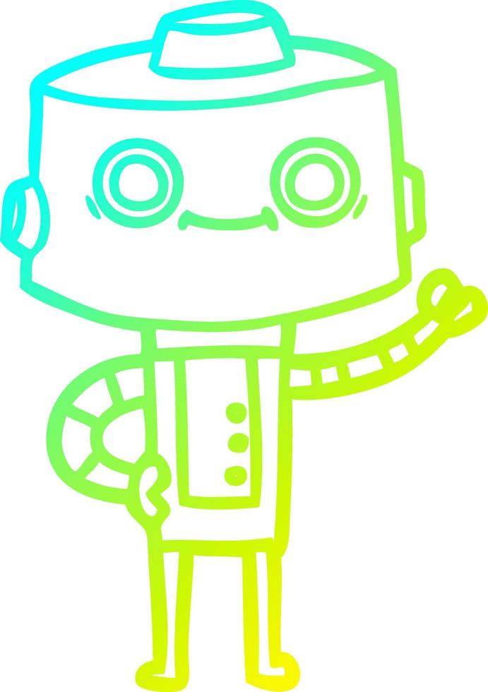 cold gradient line drawing cartoon robot vector