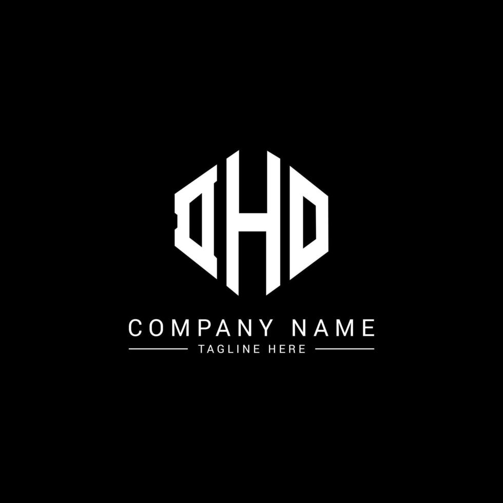 DHO letter logo design with polygon shape. DHO polygon and cube shape logo design. DHO hexagon vector logo template white and black colors. DHO monogram, business and real estate logo.