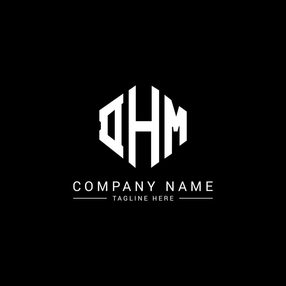 DHM letter logo design with polygon shape. DHM polygon and cube shape logo design. DHM hexagon vector logo template white and black colors. DHM monogram, business and real estate logo.