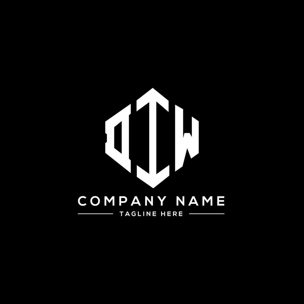 DIW letter logo design with polygon shape. DIW polygon and cube shape logo design. DIW hexagon vector logo template white and black colors. DIW monogram, business and real estate logo.