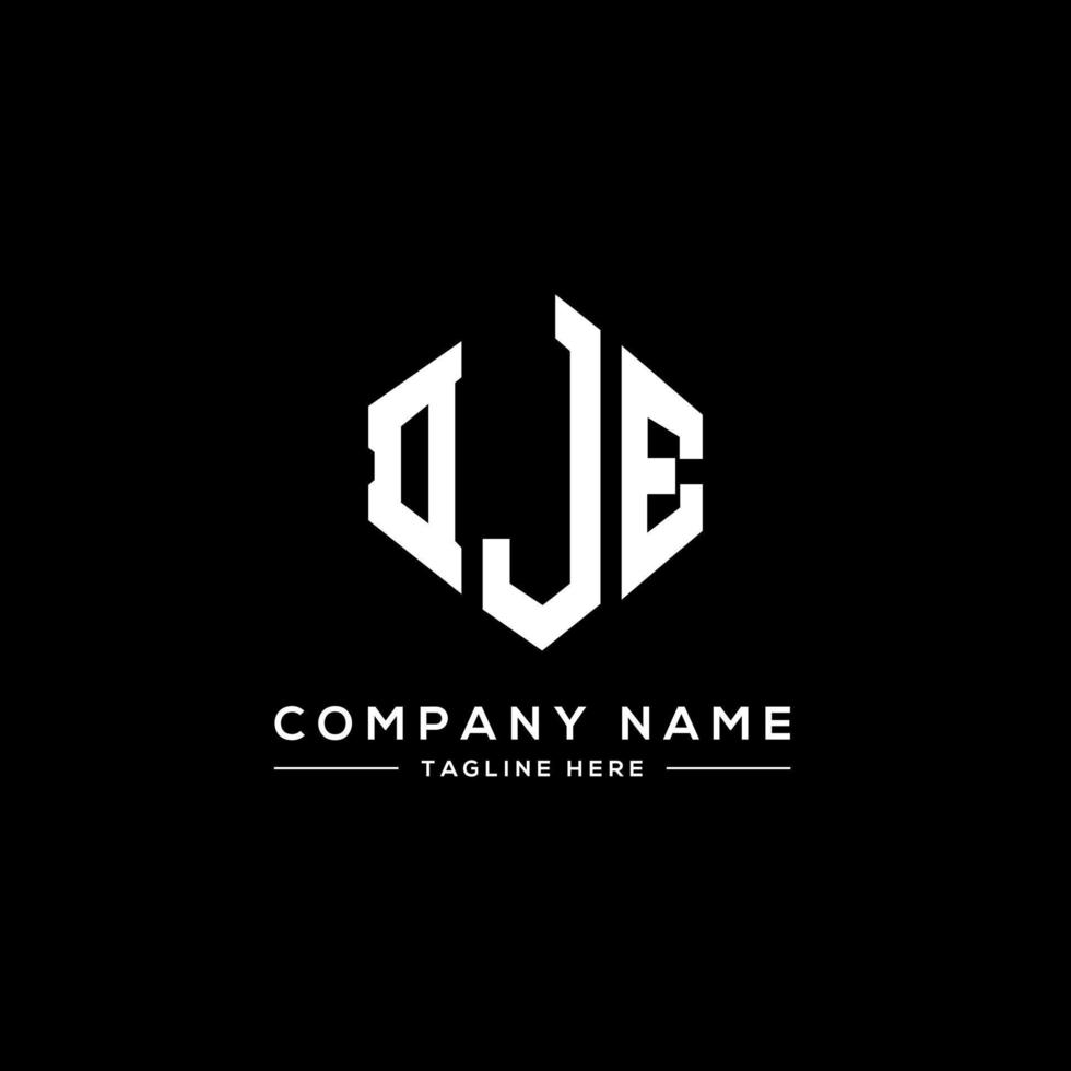 DJE letter logo design with polygon shape. DJE polygon and cube shape logo design. DJE hexagon vector logo template white and black colors. DJE monogram, business and real estate logo.