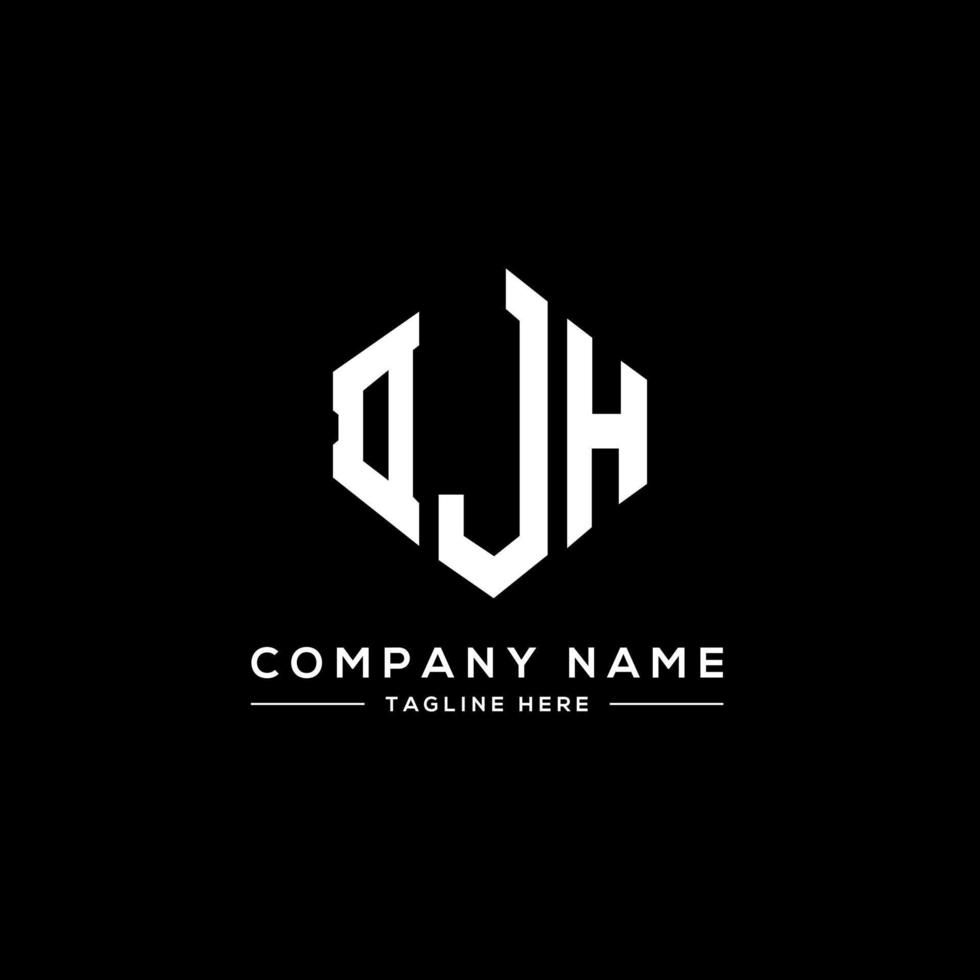 DJH letter logo design with polygon shape. DJH polygon and cube shape logo design. DJH hexagon vector logo template white and black colors. DJH monogram, business and real estate logo.