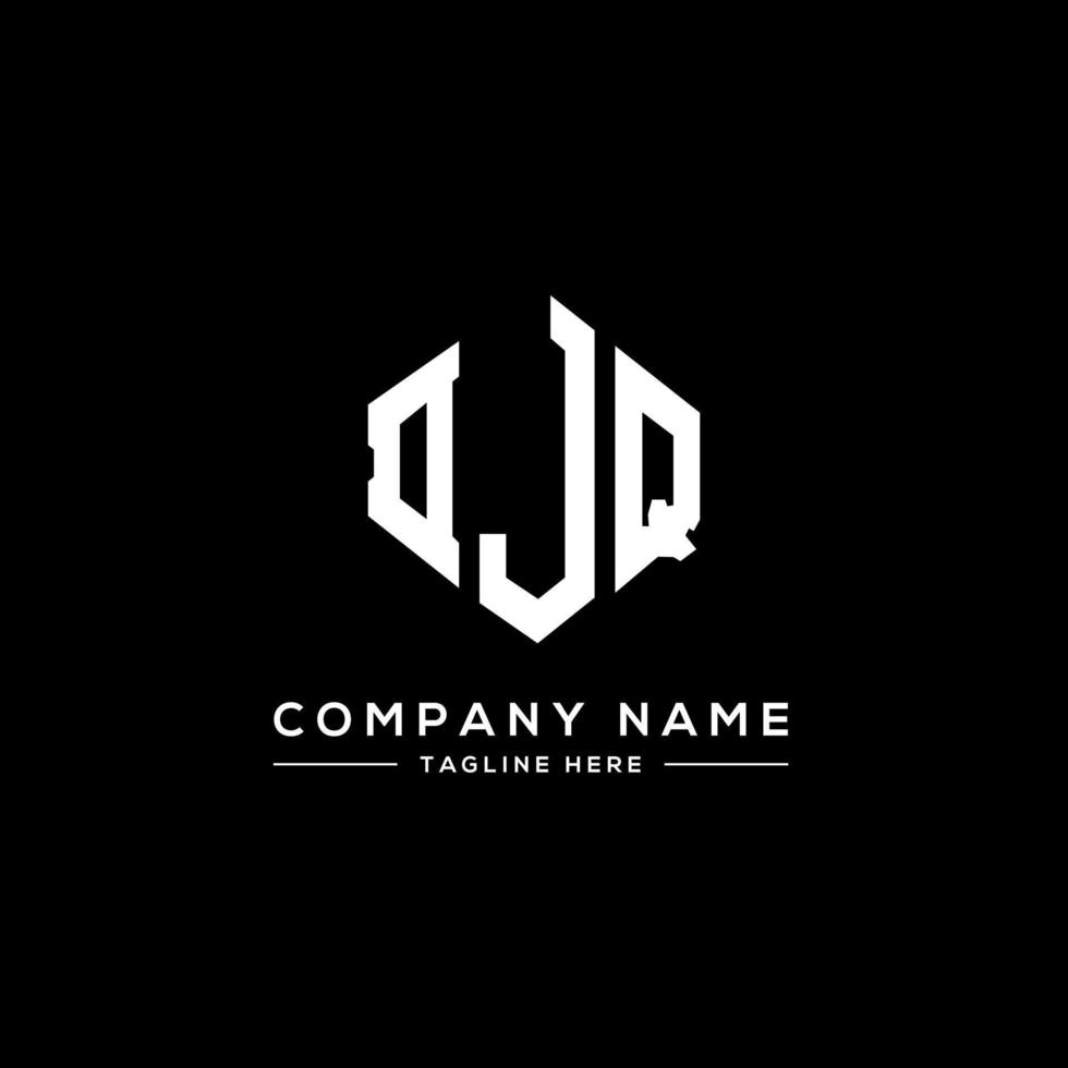 DJQ letter logo design with polygon shape. DJQ polygon and cube shape logo design. DJQ hexagon vector logo template white and black colors. DJQ monogram, business and real estate logo.