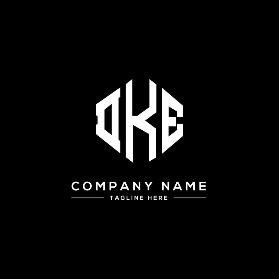 DKE letter logo design with polygon shape. DKE polygon and cube shape logo design. DKE hexagon vector logo template white and black colors. DKE monogram, business and real estate logo.