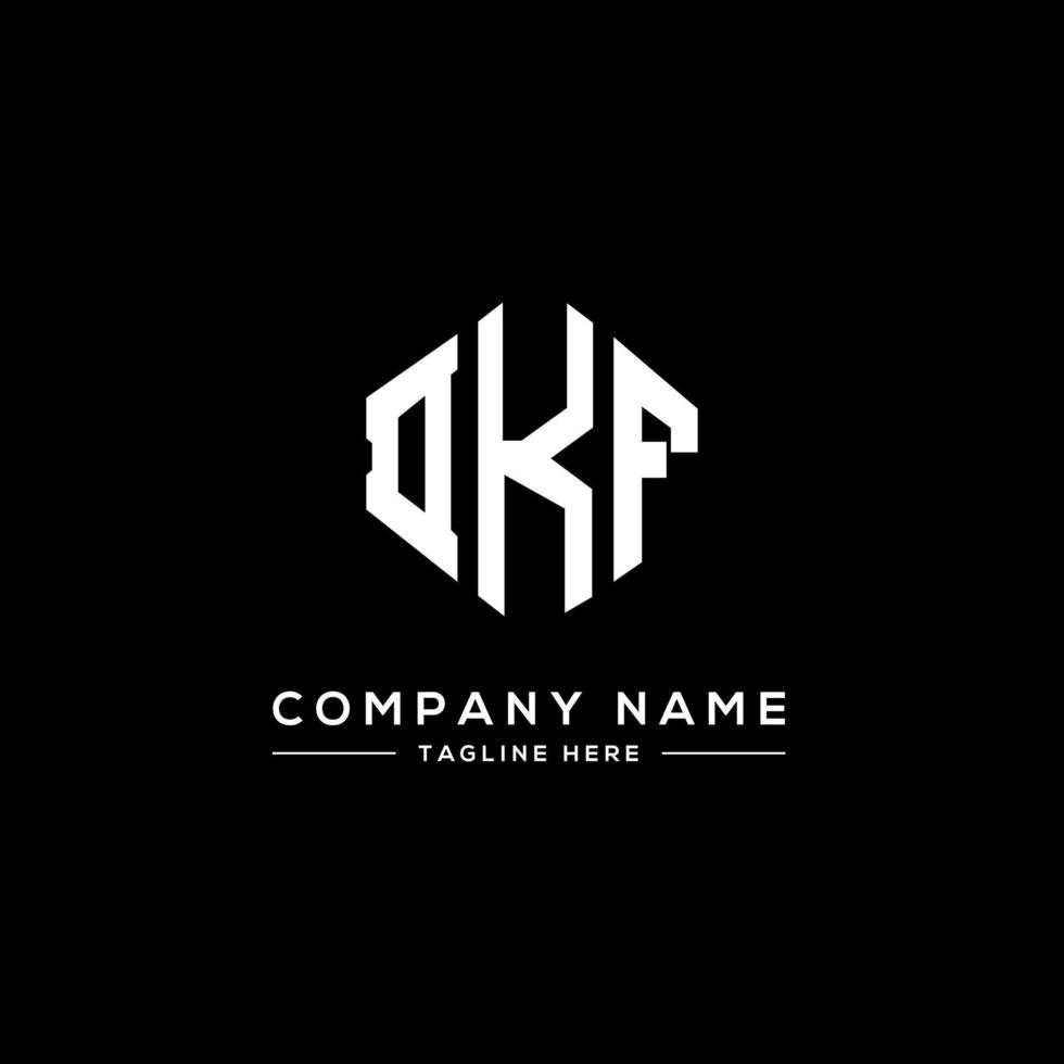 DKF letter logo design with polygon shape. DKF polygon and cube shape logo design. DKF hexagon vector logo template white and black colors. DKF monogram, business and real estate logo.