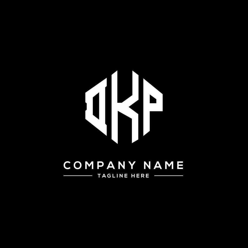 DKP letter logo design with polygon shape. DKP polygon and cube shape logo design. DKP hexagon vector logo template white and black colors. DKP monogram, business and real estate logo.