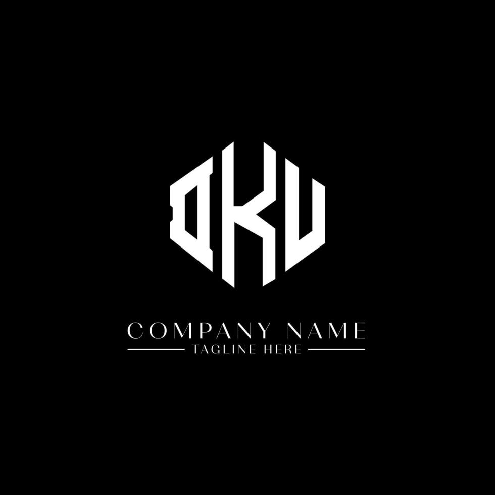 DKU letter logo design with polygon shape. DKU polygon and cube shape logo design. DKU hexagon vector logo template white and black colors. DKU monogram, business and real estate logo.