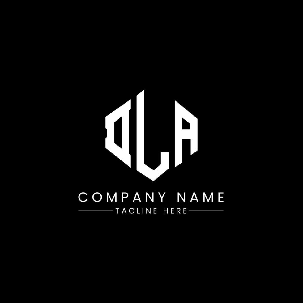 DLA letter logo design with polygon shape. DLA polygon and cube shape logo design. DLA hexagon vector logo template white and black colors. DLA monogram, business and real estate logo.