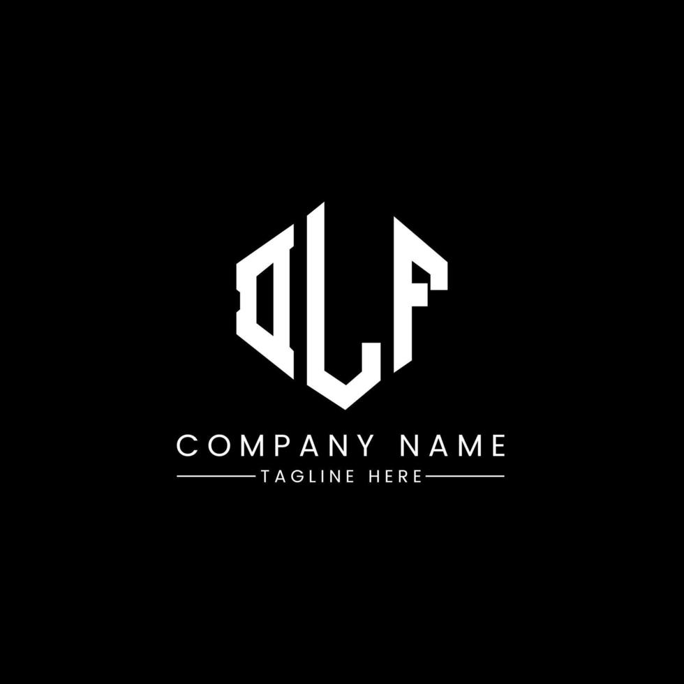 DLF letter logo design with polygon shape. DLF polygon and cube shape logo design. DLF hexagon vector logo template white and black colors. DLF monogram, business and real estate logo.