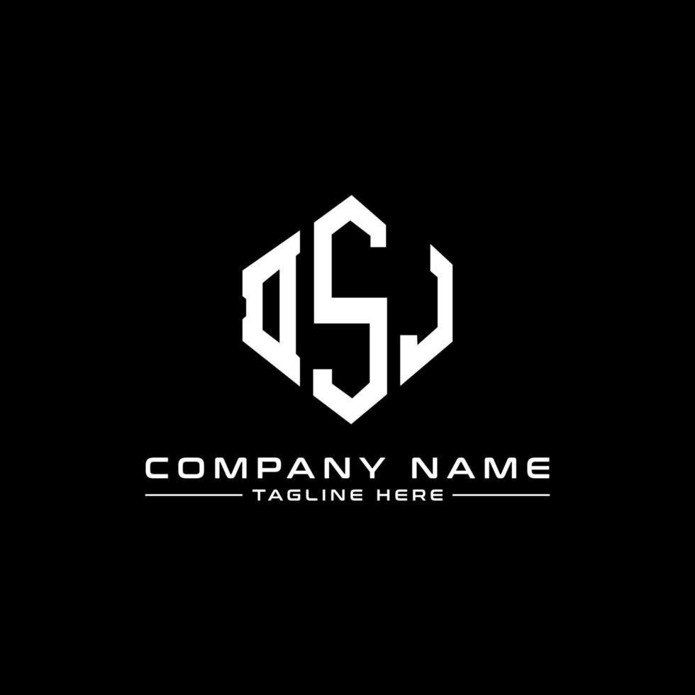 DSJ letter logo design with polygon shape. DSJ polygon and cube shape logo design. DSJ hexagon vector logo template white and black colors. DSJ monogram, business and real estate logo.