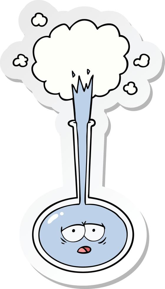 sticker of a cartoon tired science experiment vector