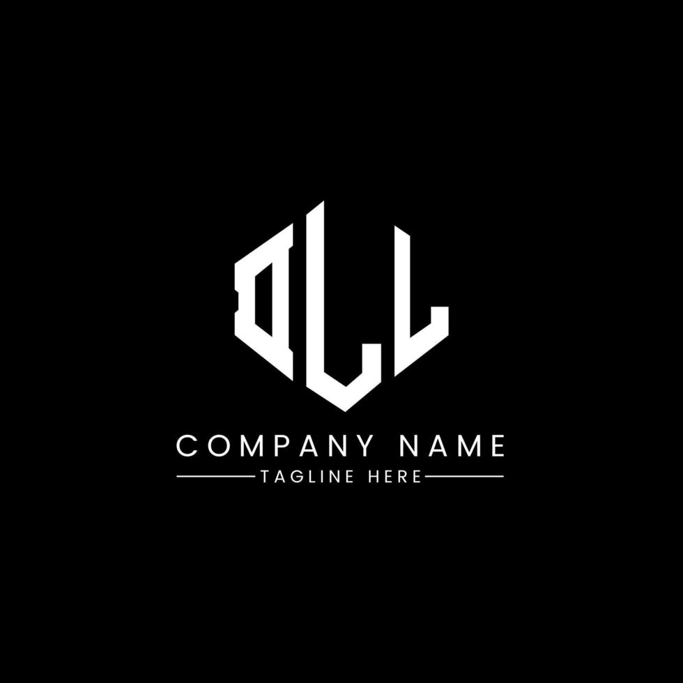 DLL letter logo design with polygon shape. DLL polygon and cube shape logo design. DLL hexagon vector logo template white and black colors. DLL monogram, business and real estate logo.