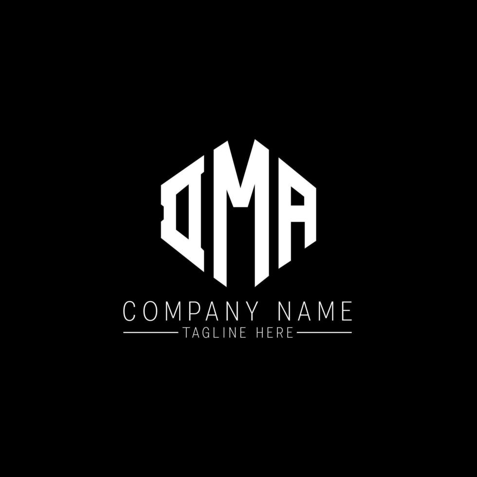 DMA letter logo design with polygon shape. DMA polygon and cube shape logo design. DMA hexagon vector logo template white and black colors. DMA monogram, business and real estate logo.