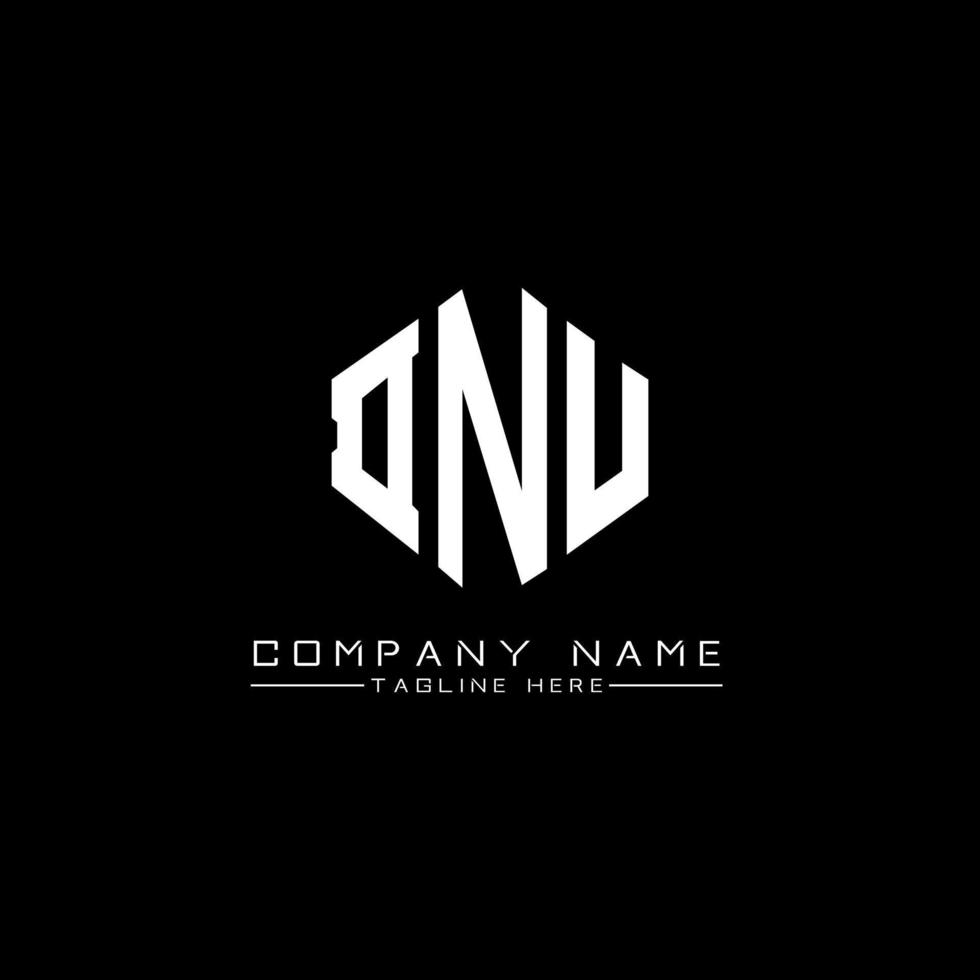 DNU letter logo design with polygon shape. DNU polygon and cube shape logo design. DNU hexagon vector logo template white and black colors. DNU monogram, business and real estate logo.