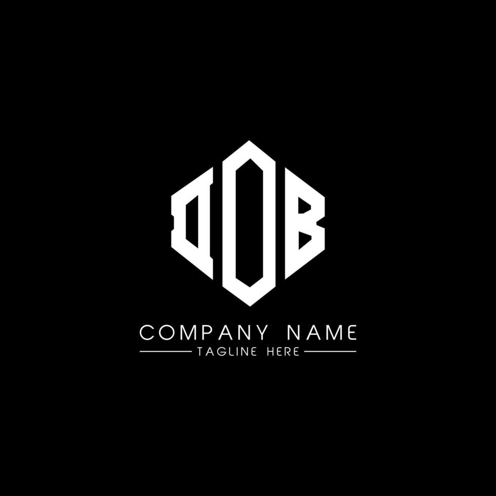 DOB letter logo design with polygon shape. DOB polygon and cube shape logo design. DOB hexagon vector logo template white and black colors. DOB monogram, business and real estate logo.