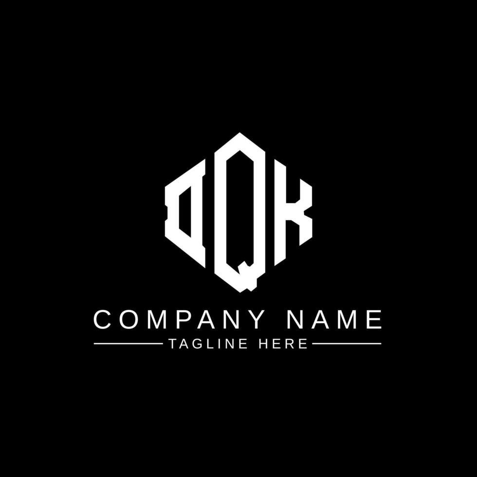 DQK letter logo design with polygon shape. DQK polygon and cube shape logo design. DQK hexagon vector logo template white and black colors. DQK monogram, business and real estate logo.