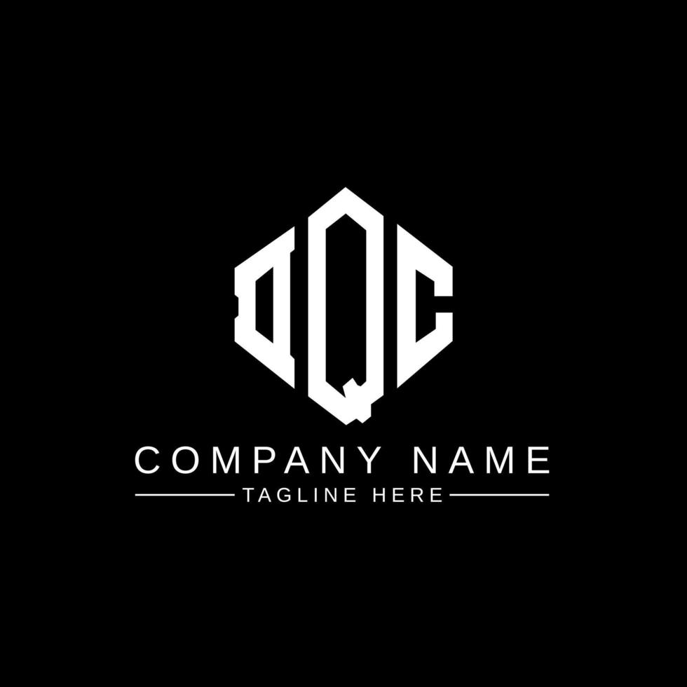 DQC letter logo design with polygon shape. DQC polygon and cube shape logo design. DQC hexagon vector logo template white and black colors. DQC monogram, business and real estate logo.