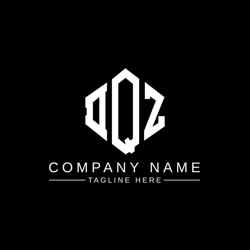 DQZ letter logo design with polygon shape. DQZ polygon and cube shape logo design. DQZ hexagon vector logo template white and black colors. DQZ monogram, business and real estate logo.