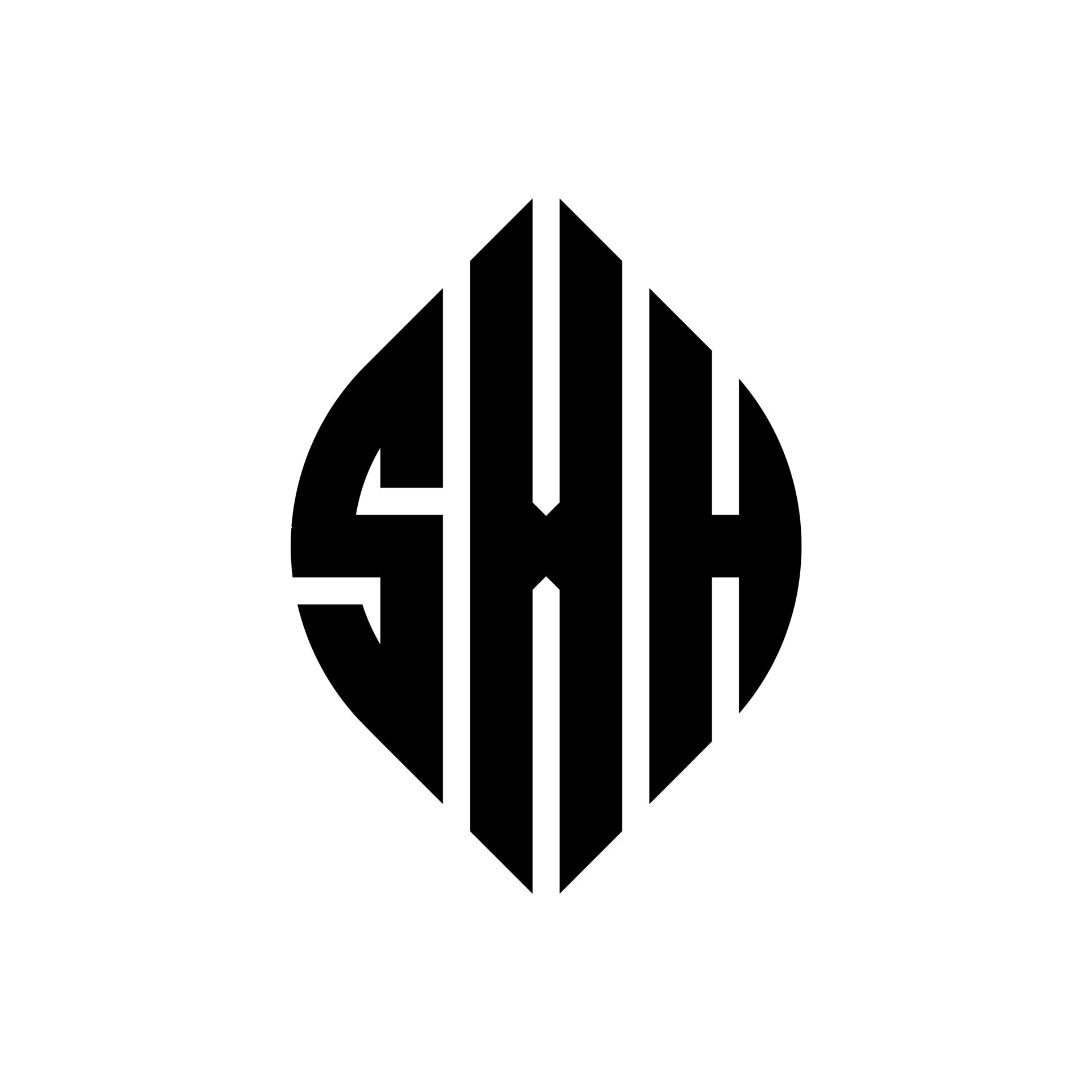 SXH circle letter logo design with circle and ellipse shape. SXH ...