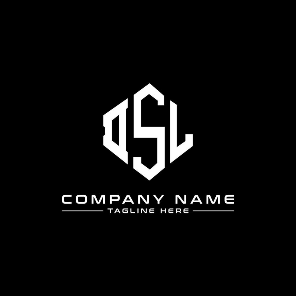 DSL letter logo design with polygon shape. DSL polygon and cube shape logo design. DSL hexagon vector logo template white and black colors. DSL monogram, business and real estate logo.
