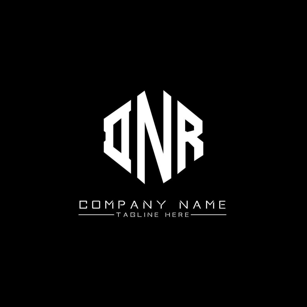 DNR letter logo design with polygon shape. DNR polygon and cube shape logo design. DNR hexagon vector logo template white and black colors. DNR monogram, business and real estate logo.