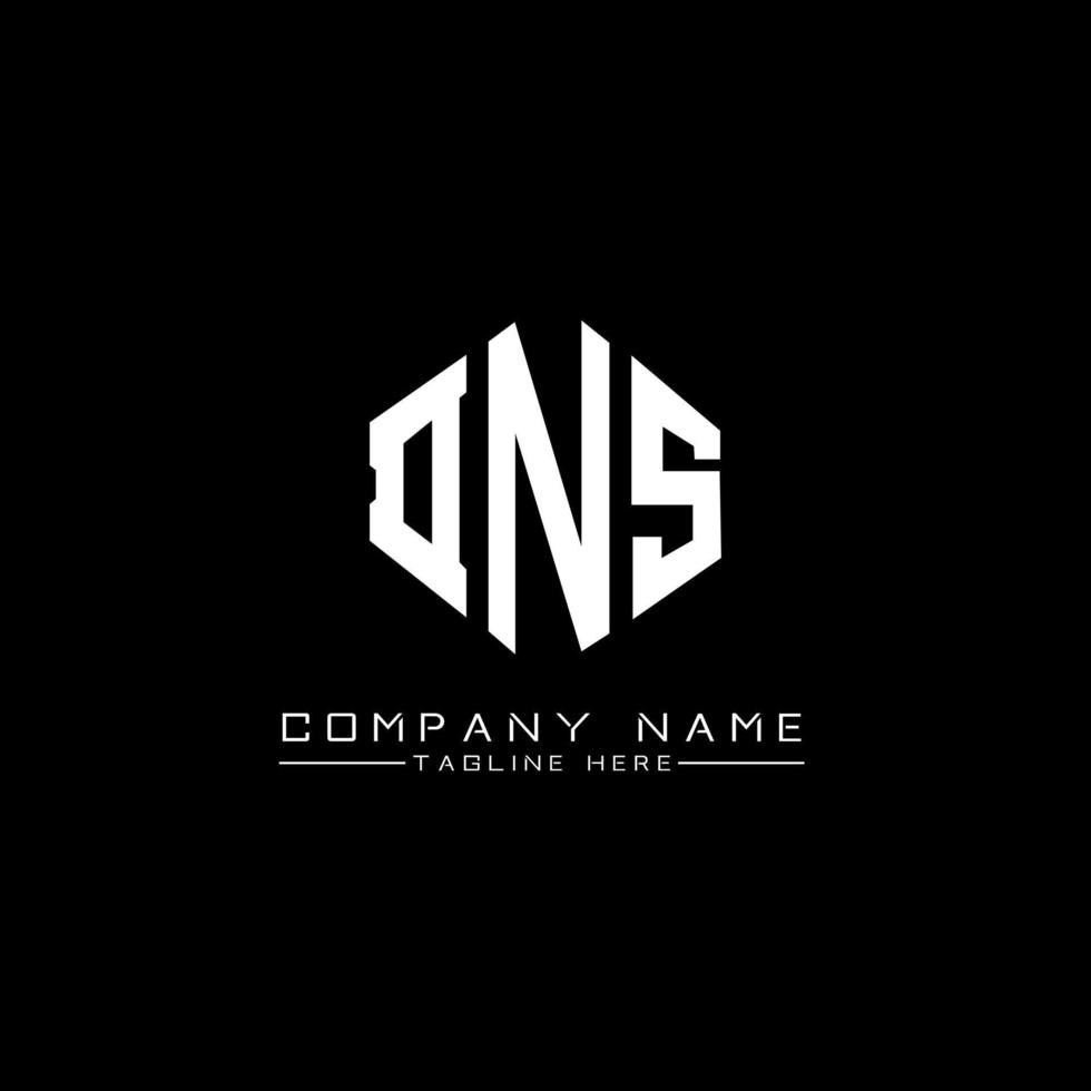 DNS letter logo design with polygon shape. DNS polygon and cube shape logo design. DNS hexagon vector logo template white and black colors. DNS monogram, business and real estate logo.