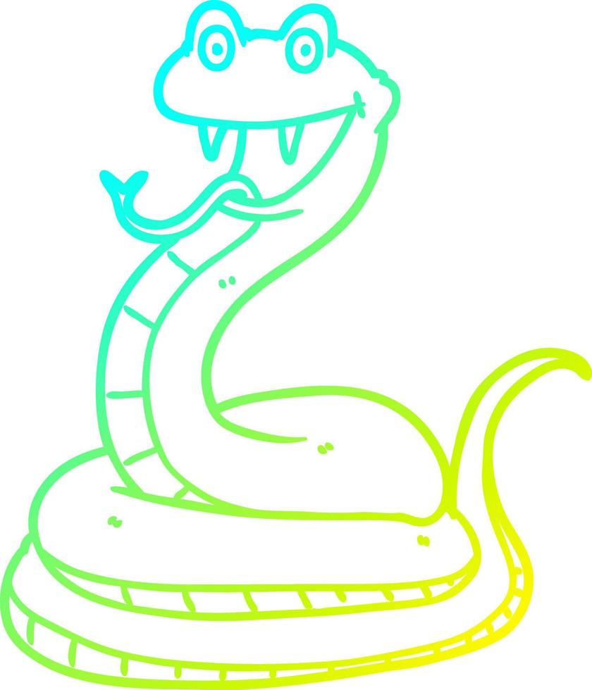 cold gradient line drawing cartoon happy snake vector