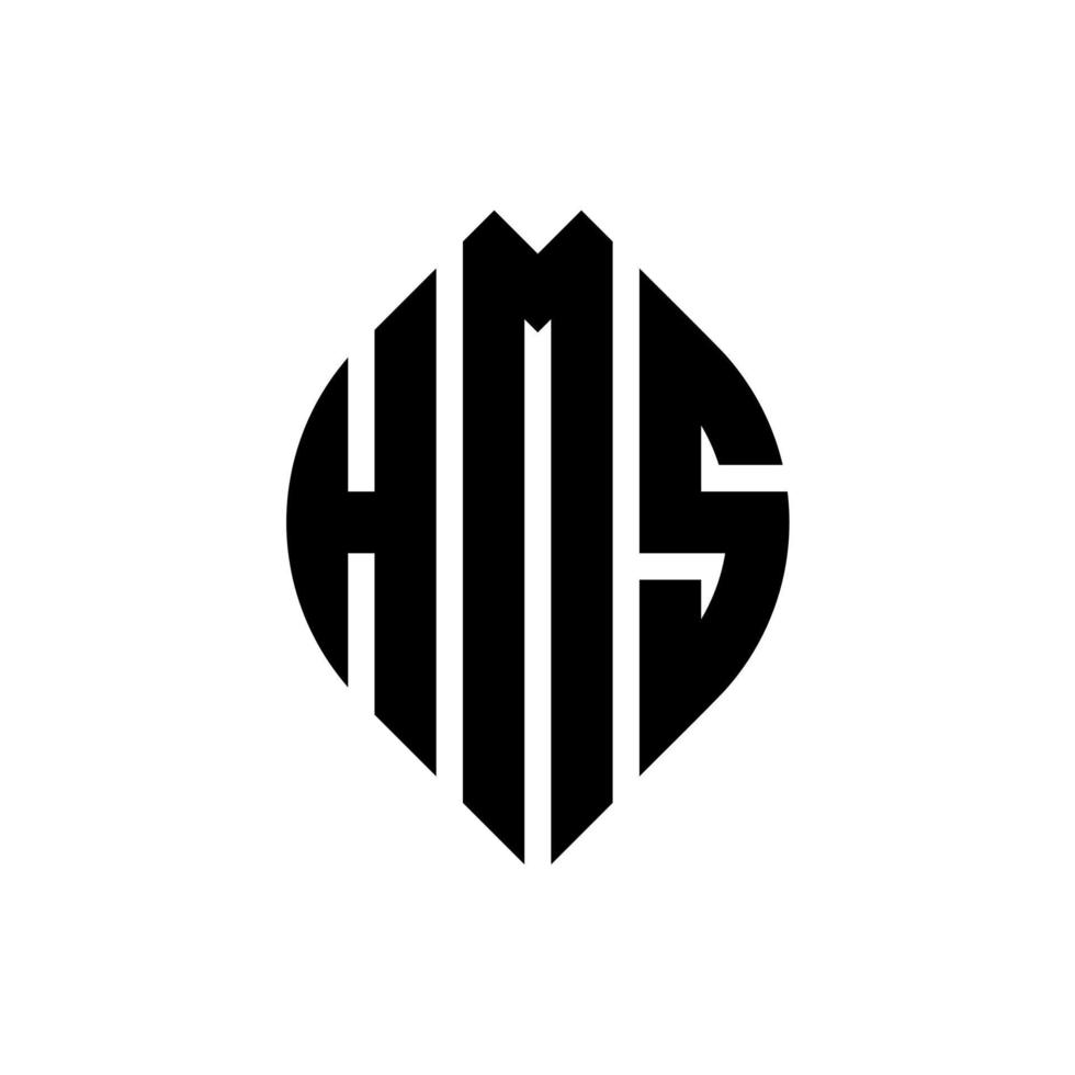 HMS circle letter logo design with circle and ellipse shape. HMS ellipse letters with typographic style. The three initials form a circle logo. HMS Circle Emblem Abstract Monogram Letter Mark Vector. vector
