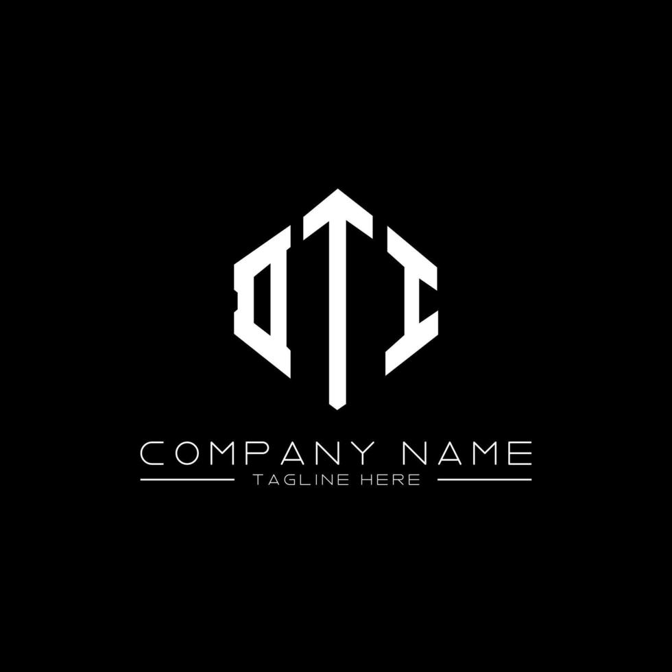 DTI letter logo design with polygon shape. DTI polygon and cube shape logo design. DTI hexagon vector logo template white and black colors. DTI monogram, business and real estate logo.
