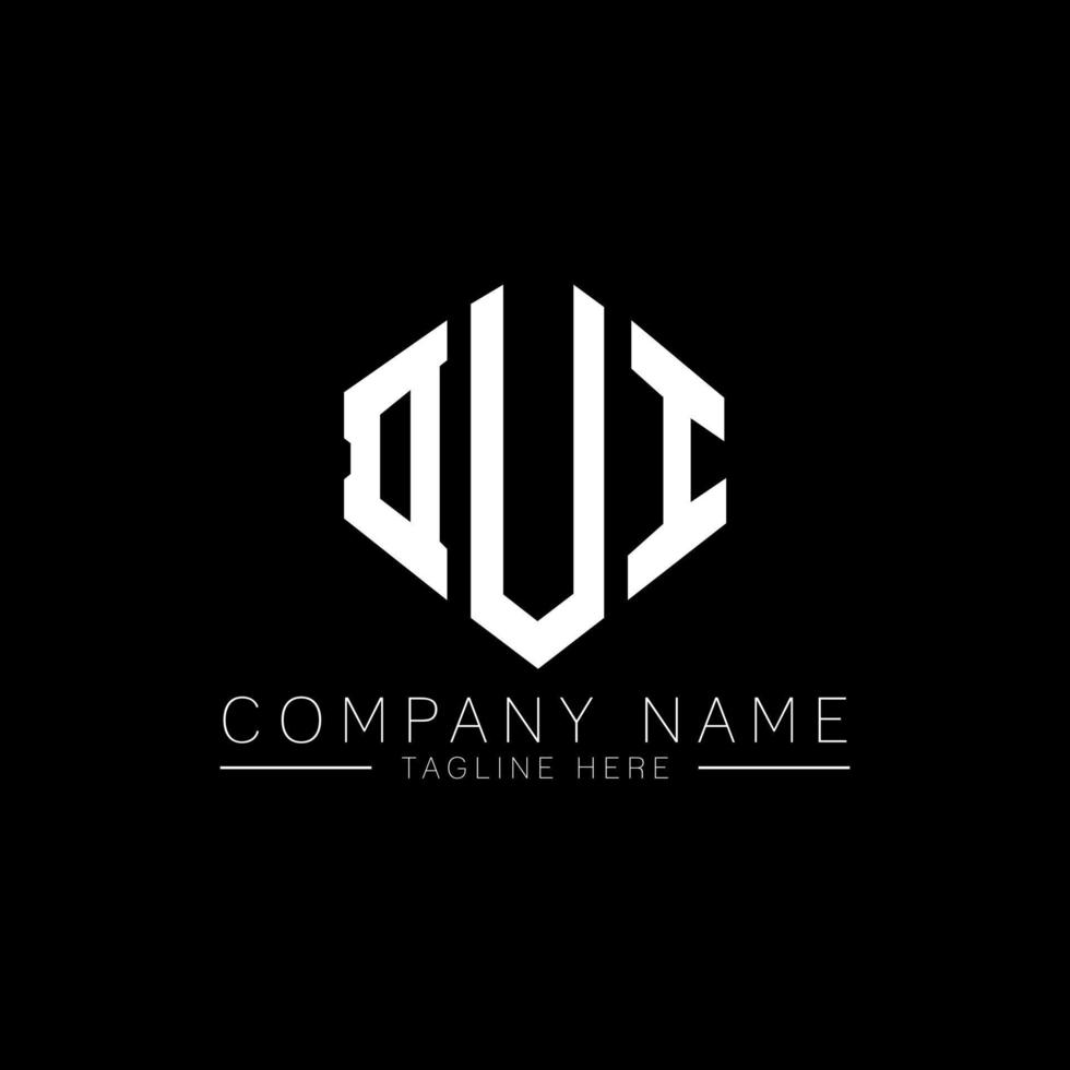 DUI letter logo design with polygon shape. DUI polygon and cube shape logo design. DUI hexagon vector logo template white and black colors. DUI monogram, business and real estate logo.