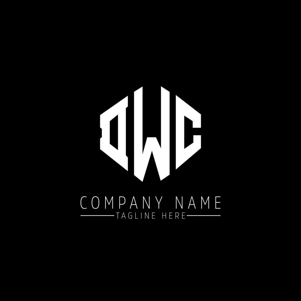 DWC letter logo design with polygon shape. DWC polygon and cube shape logo design. DWC hexagon vector logo template white and black colors. DWC monogram, business and real estate logo.