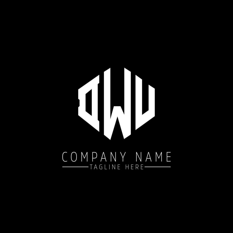 DWU letter logo design with polygon shape. DWU polygon and cube shape logo design. DWU hexagon vector logo template white and black colors. DWU monogram, business and real estate logo.