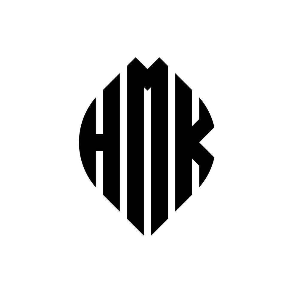 HMK circle letter logo design with circle and ellipse shape. HMK ellipse letters with typographic style. The three initials form a circle logo. HMK Circle Emblem Abstract Monogram Letter Mark Vector. vector