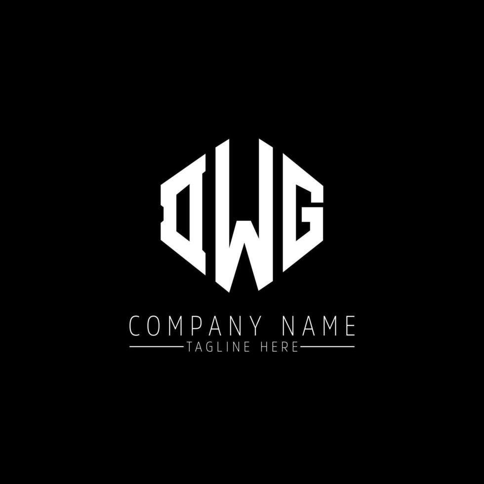 DWG letter logo design with polygon shape. DWG polygon and cube shape logo design. DWG hexagon vector logo template white and black colors. DWG monogram, business and real estate logo.