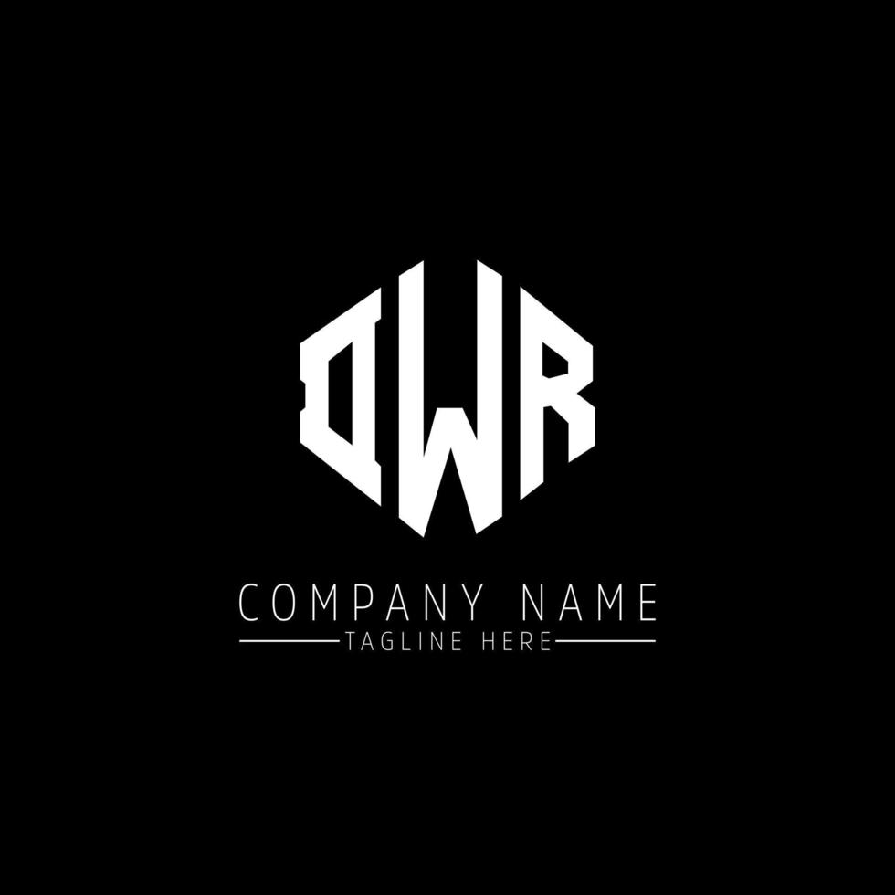 DWR letter logo design with polygon shape. DWR polygon and cube shape logo design. DWR hexagon vector logo template white and black colors. DWR monogram, business and real estate logo.