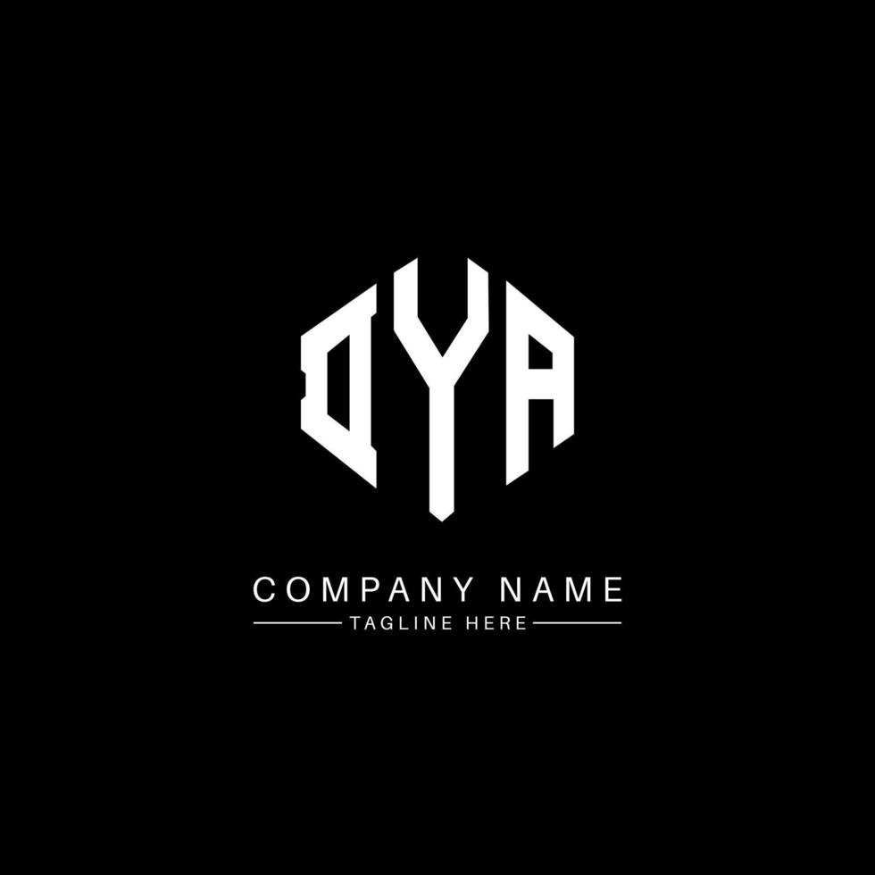 DYA letter logo design with polygon shape. DYA polygon and cube shape logo design. DYA hexagon vector logo template white and black colors. DYA monogram, business and real estate logo.