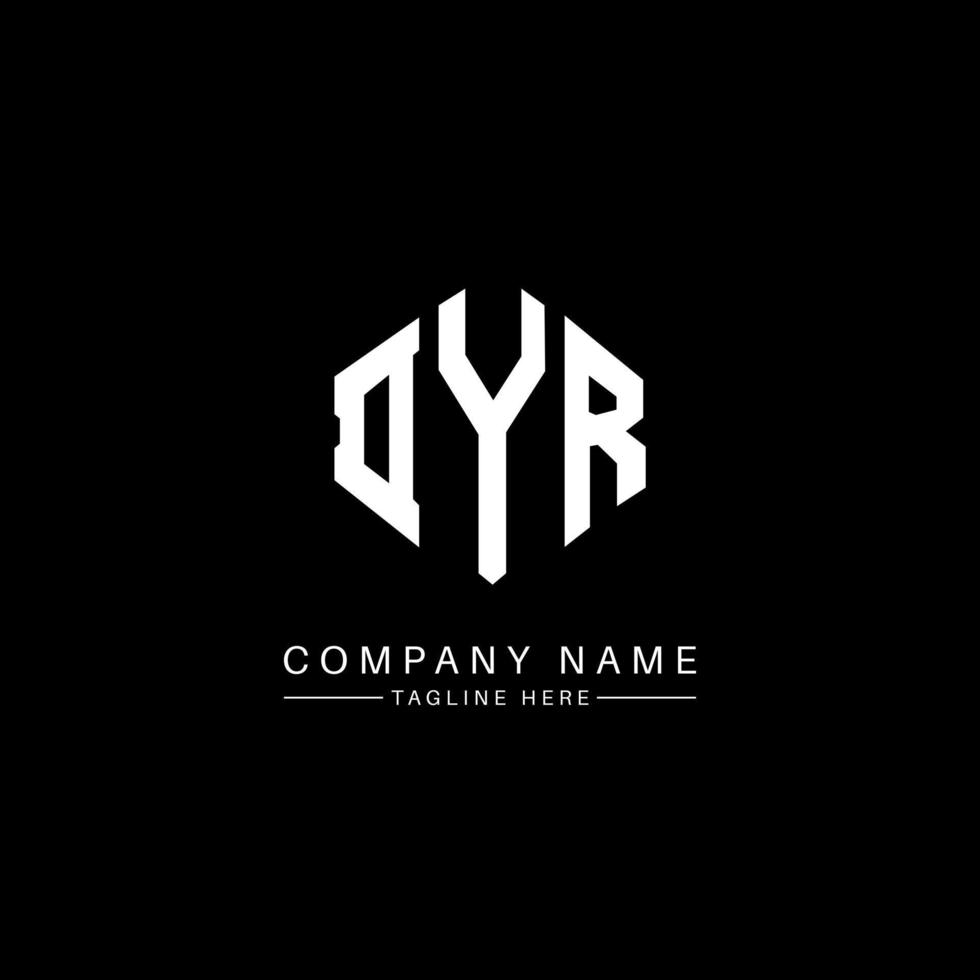 DYR letter logo design with polygon shape. DYR polygon and cube shape logo design. DYR hexagon vector logo template white and black colors. DYR monogram, business and real estate logo.