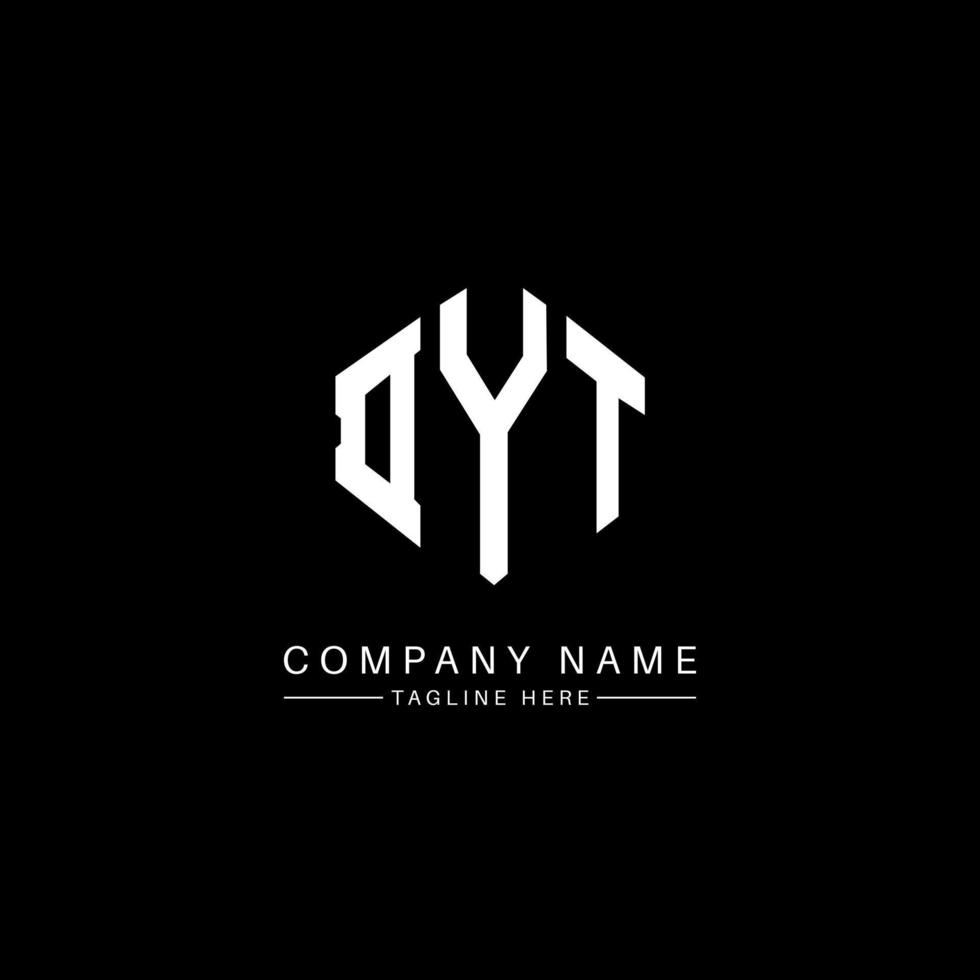 DYT letter logo design with polygon shape. DYT polygon and cube shape logo design. DYT hexagon vector logo template white and black colors. DYT monogram, business and real estate logo.