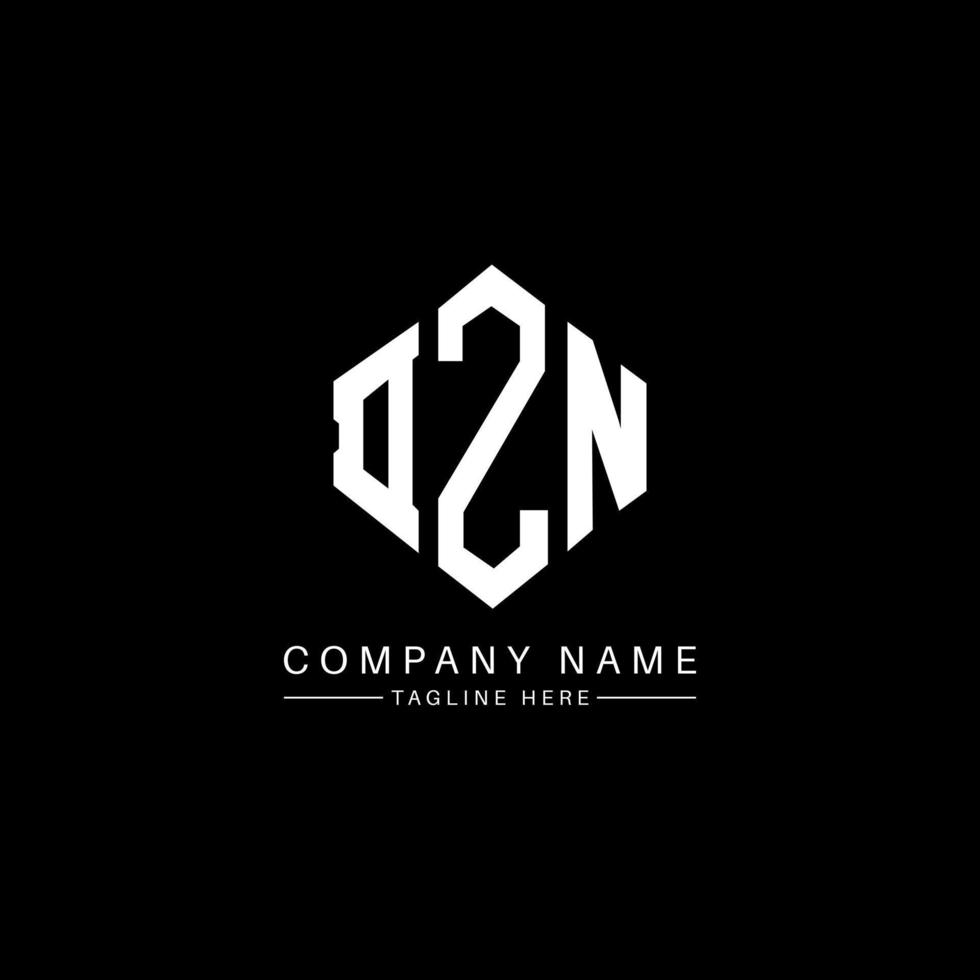 DZN letter logo design with polygon shape. DZN polygon and cube shape logo design. DZN hexagon vector logo template white and black colors. DZN monogram, business and real estate logo.