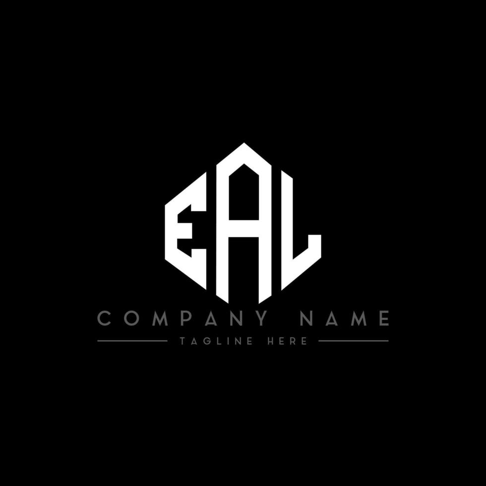 EAL letter logo design with polygon shape. EAL polygon and cube shape logo design. EAL hexagon vector logo template white and black colors. EAL monogram, business and real estate logo.