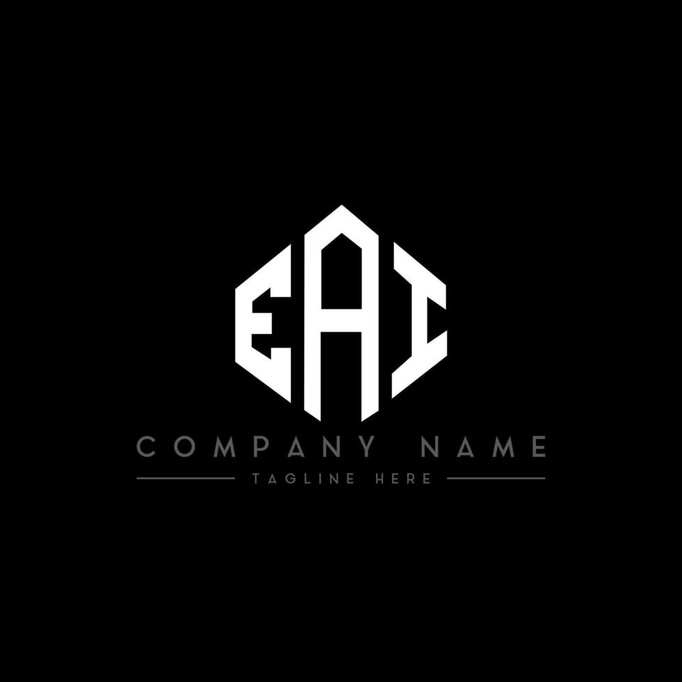EAI letter logo design with polygon shape. EAI polygon and cube shape logo design. EAI hexagon vector logo template white and black colors. EAI monogram, business and real estate logo.