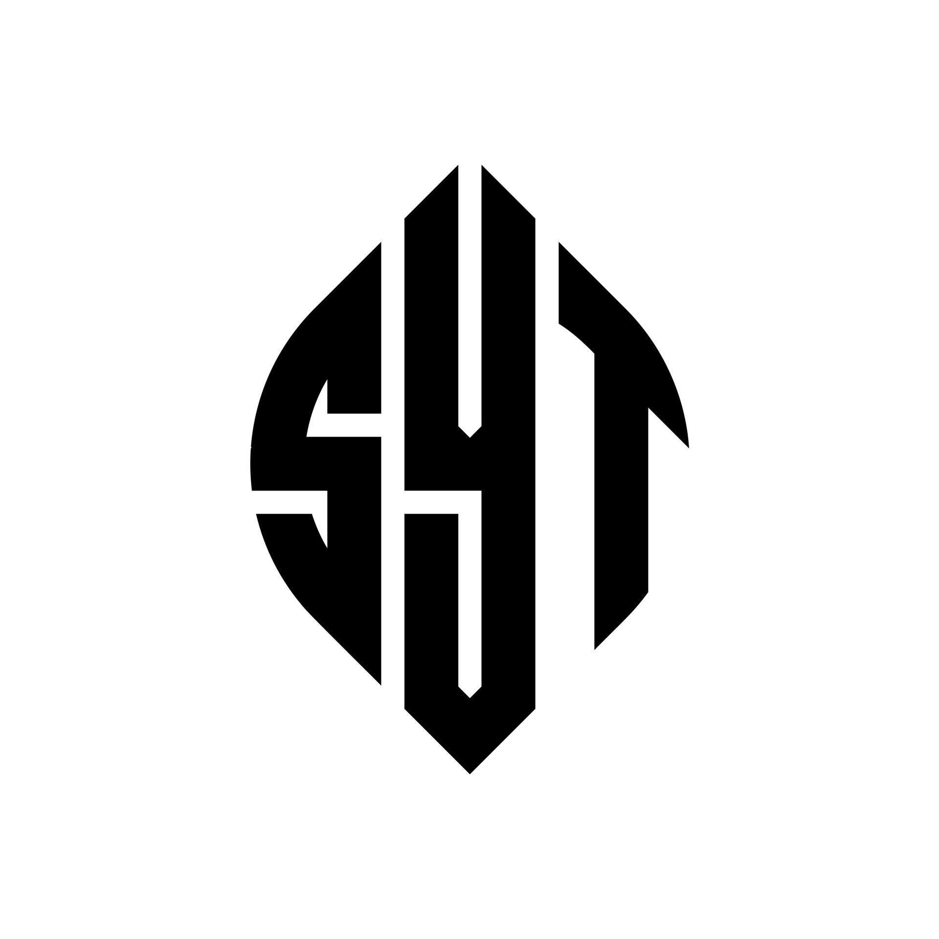 SYT circle letter logo design with circle and ellipse shape. SYT