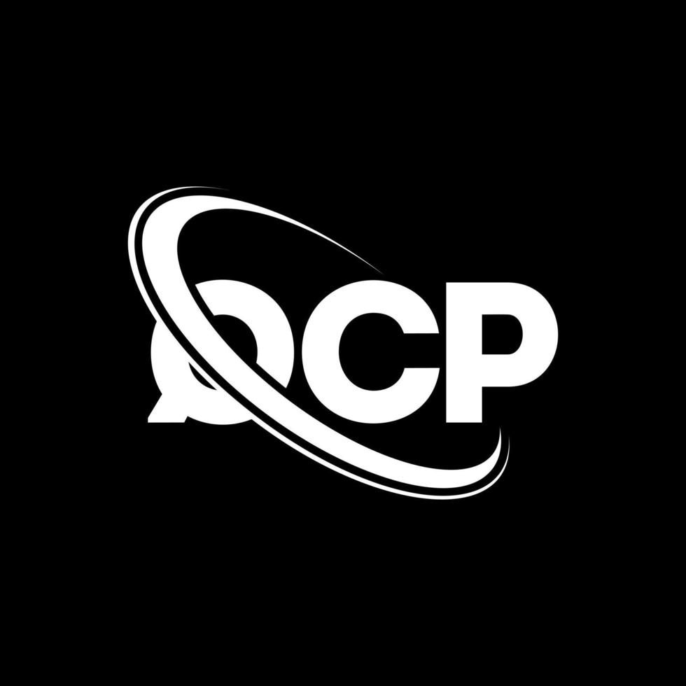 logotipo qcp. carta qcp. diseño del logotipo de la letra qcp. logotipo qcp de iniciales vinculado con círculo y logotipo de monograma en mayúsculas. tipografía qcp para tecnología, negocios y marca inmobiliaria. vector