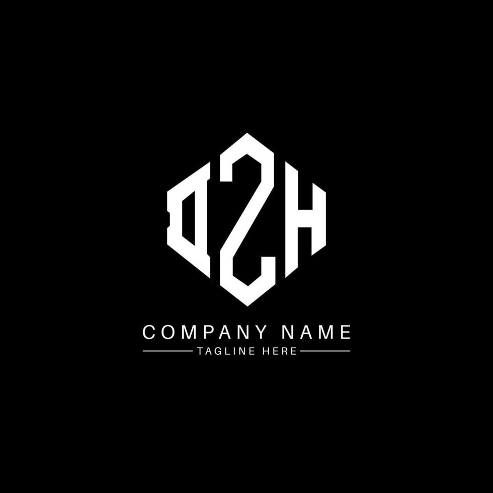 DZH letter logo design with polygon shape. DZH polygon and cube shape logo design. DZH hexagon vector logo template white and black colors. DZH monogram, business and real estate logo.