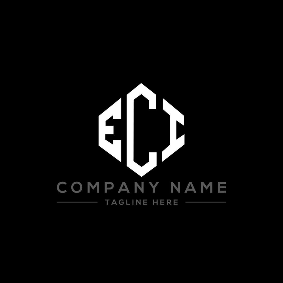 ECI letter logo design with polygon shape. ECI polygon and cube shape logo design. ECI hexagon vector logo template white and black colors. ECI monogram, business and real estate logo.