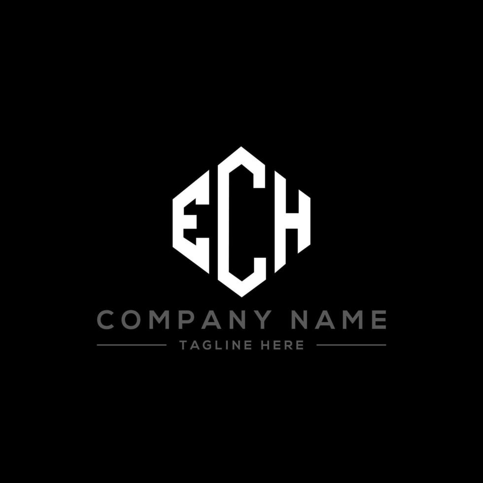 ECH letter logo design with polygon shape. ECH polygon and cube shape logo design. ECH hexagon vector logo template white and black colors. ECH monogram, business and real estate logo.