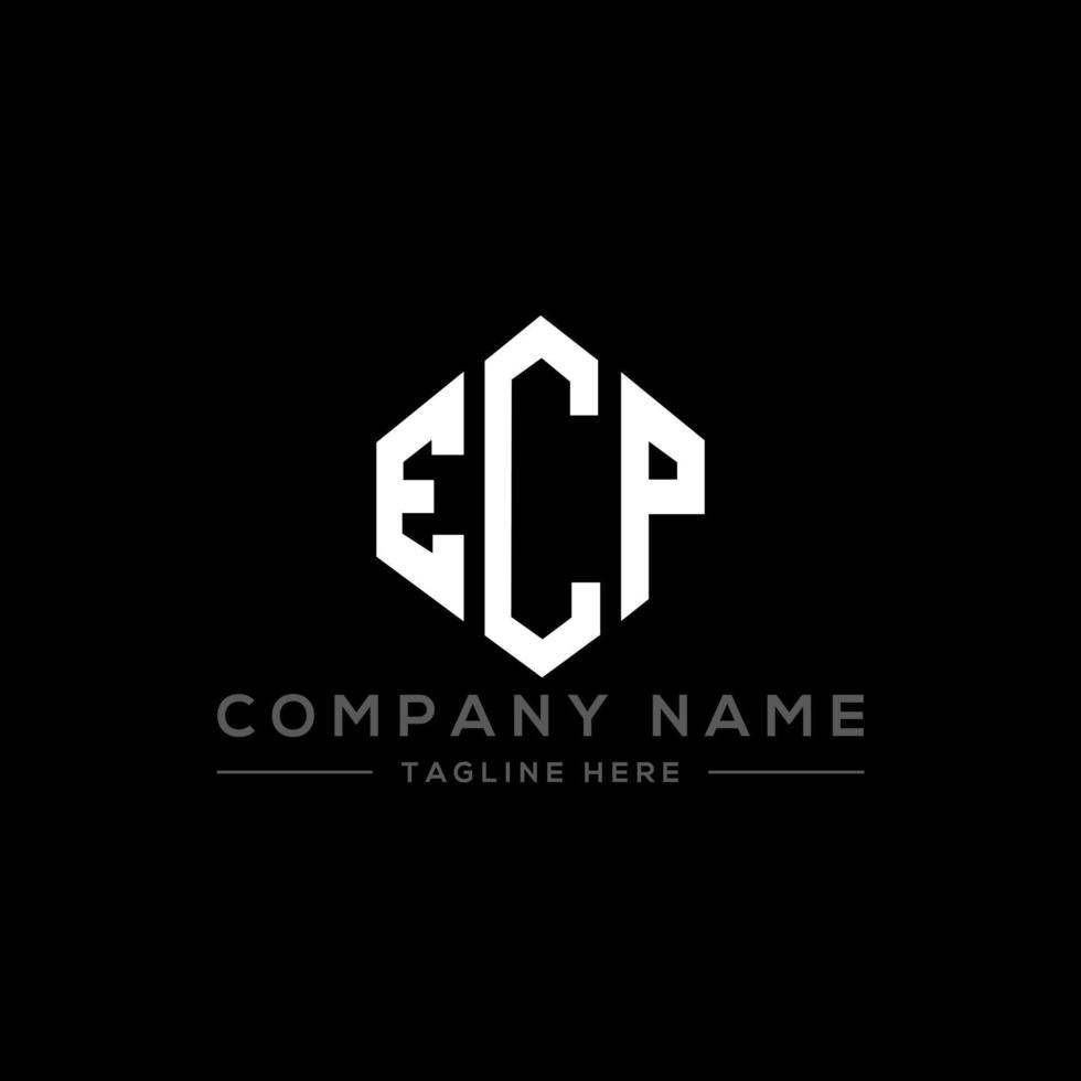 ECP letter logo design with polygon shape. ECP polygon and cube shape logo design. ECP hexagon vector logo template white and black colors. ECP monogram, business and real estate logo.