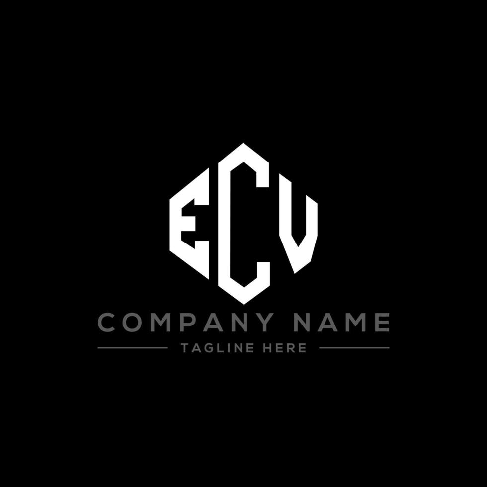 diseño de logotipo de letra ecv con forma de polígono. diseño de logotipo en forma de cubo y polígono ecv. ecv hexágono vector logo plantilla colores blanco y negro. monograma ecv, logotipo comercial e inmobiliario.