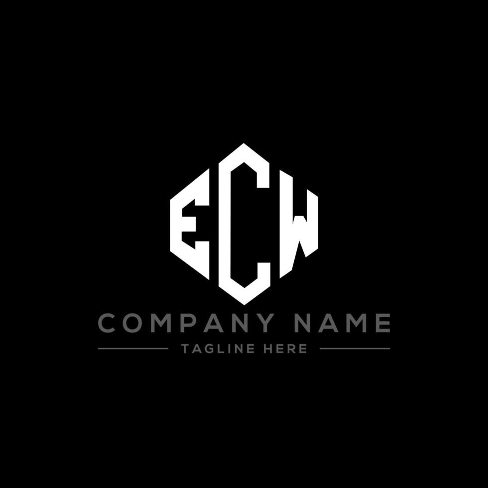 ECW letter logo design with polygon shape. ECW polygon and cube shape logo design. ECW hexagon vector logo template white and black colors. ECW monogram, business and real estate logo.